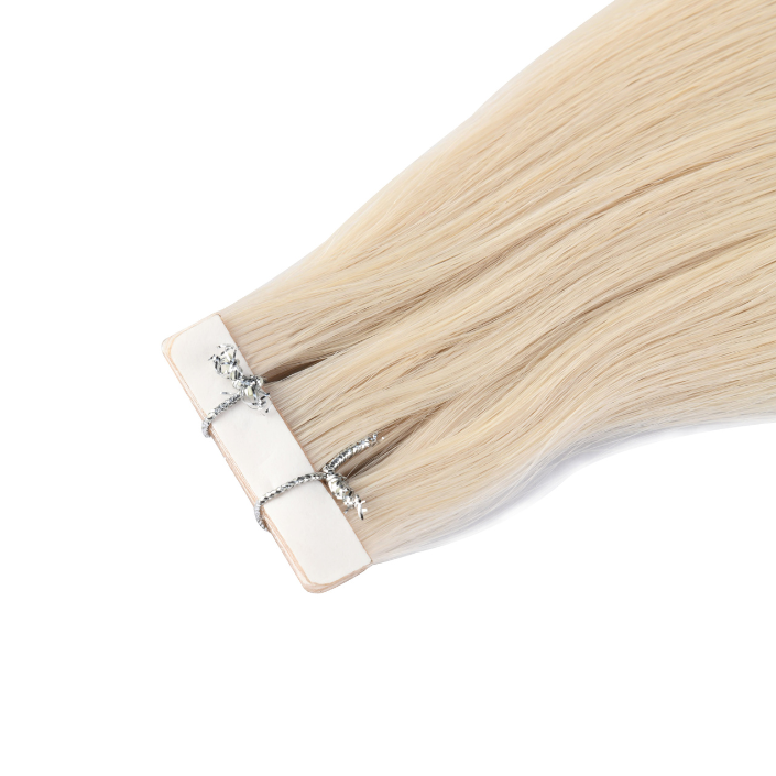 White Ash Blonde #1001 Seamless Injection Tape-in Full Cuticle Human Hair Extensions Double Drawn-50g