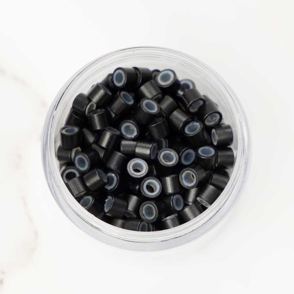 Hair Extension Beads, Seamless Silicone Lined Micro Ring Link Bead  Microlink Nano Rings Black Tubes Beads Hair Feather Extensions Tool Tip  Human Hair