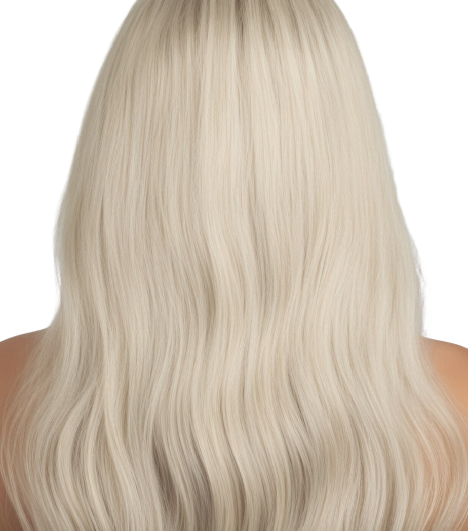 White Ash Blonde #1001 Genius Hybrid Weft  Full Cuticle Human Hair Extensions Double Drawn-4 wefts
