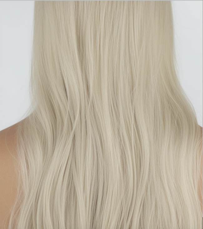 #60S Icy Blonde Hybrid Wefts Hair Extensions Double Drawn