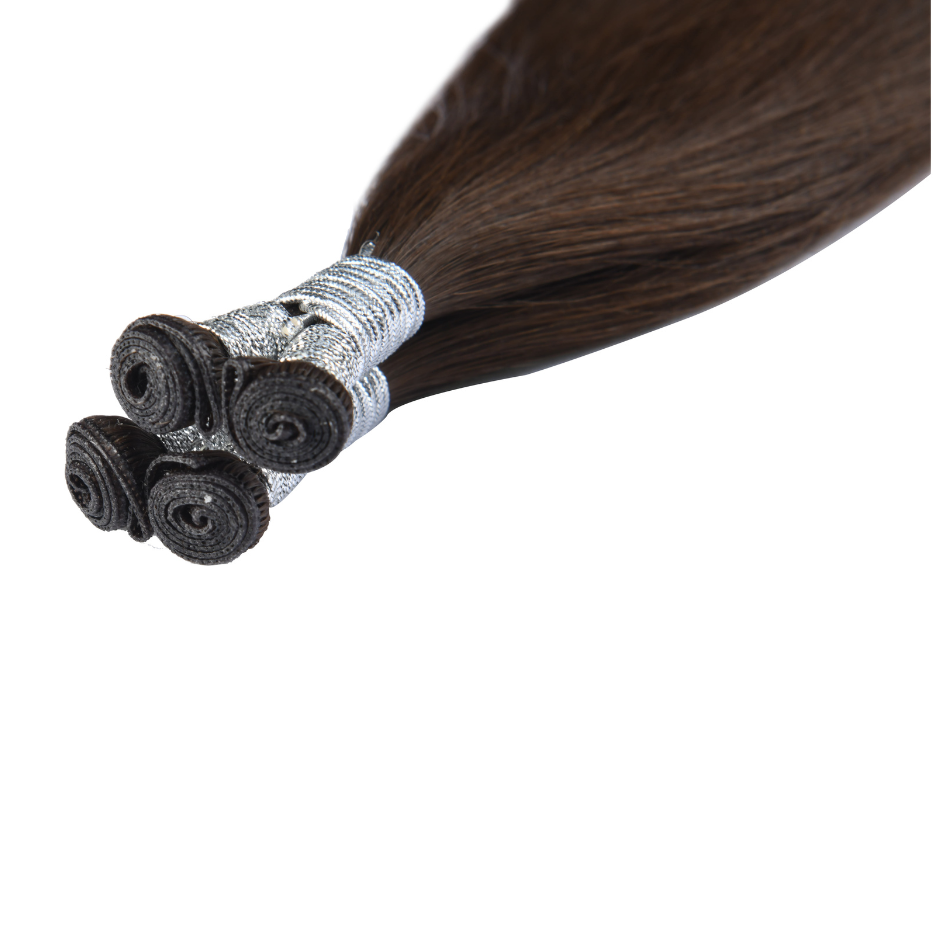 Darkest Brown #2 Genius Hybrid Weft Full Cuticle Human Hair Extensions Double Drawn-4 wefts