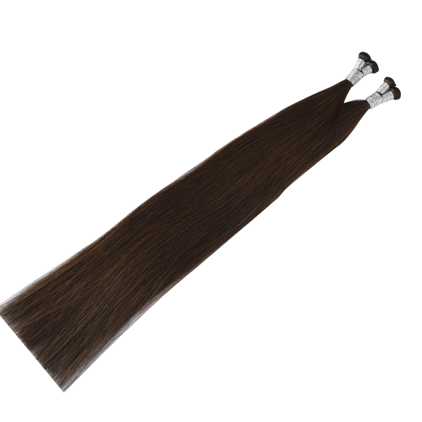 Brown #4 Genius Hybrid Weft Full Cuticle Human Hair Extensions Double Drawn-4 wefts