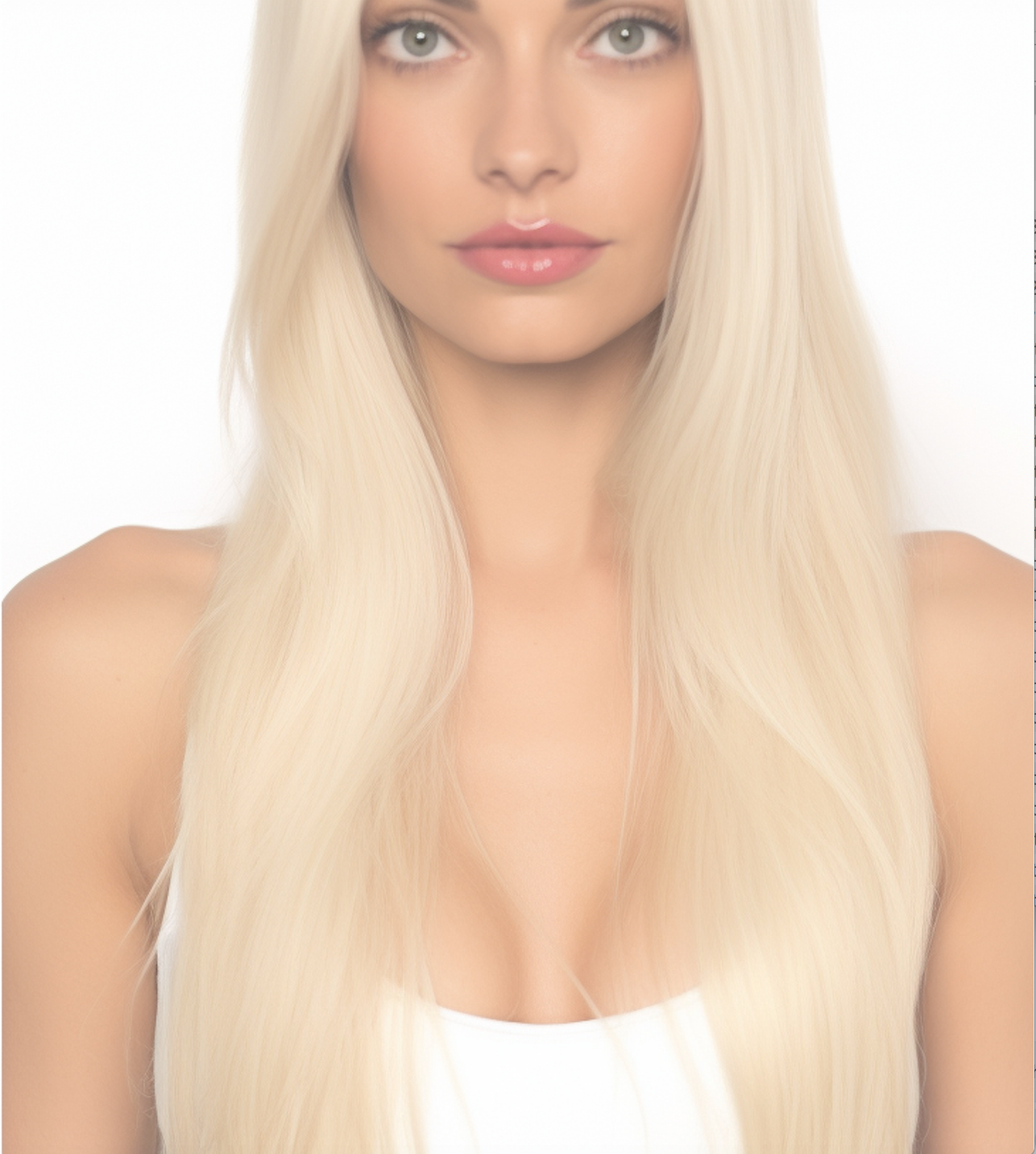 White Ash Blonde #1001 Flat Tip Full Cuticle Human Hair Extensions Double Drawn-50g
