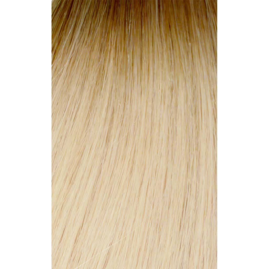 #8/60-Dark Blonde/Ash Blonde Rooted Hybrid Wefts Hair Extensions Double Drawn