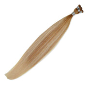 #6/60-Medium Brown/Ash Blonde Balayage Hand-Tied Wefts Hair Extensions Double Drawn