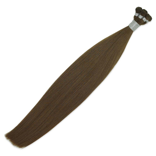 Hairlaya  Medium Brown (#6) Hand-Tied Wefts Hair Extensions Double Drawn View