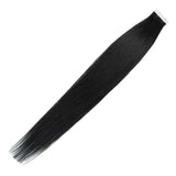 Black (#1) Straight Tape-In Hair Extensions Double Drawn View
