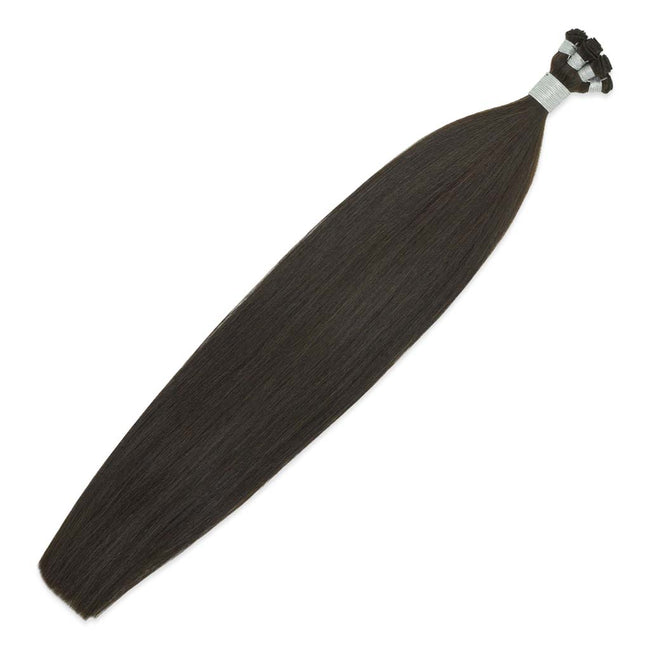 Hairlaya  Darkest Brown (#2) Hand-Tied Wefts Hair Extensions Double Drawn View